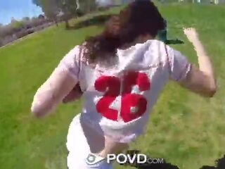 POVD Flexible brunette Kylie Quinn fucked thereafter football in the park