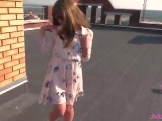 Attractive Student on the Roof randy Blowjob and Doggy Fuck - Outdoor